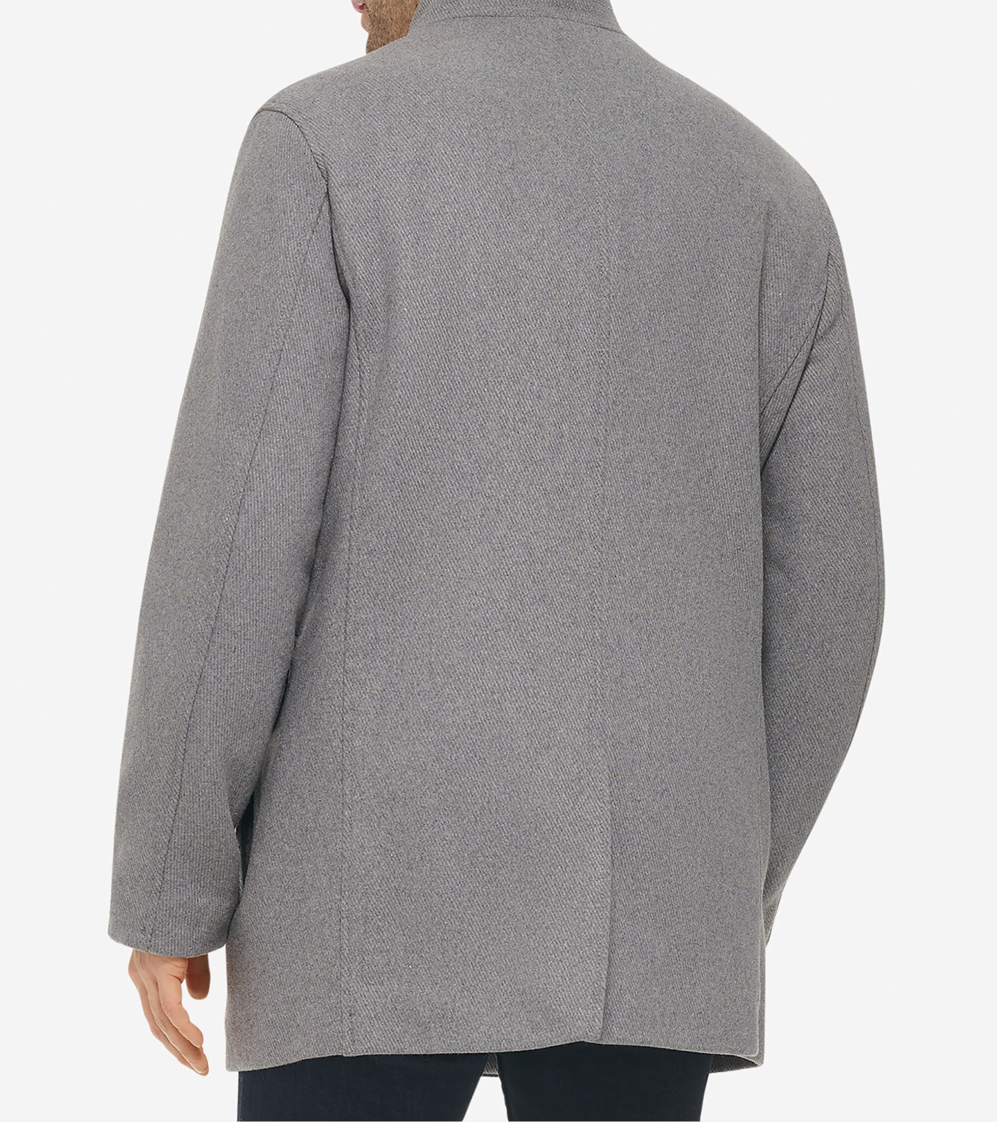 HERMES Khaki Gray wool Stand collar Coat
